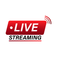 live streaming icon for the broadcast system live streaming icon design with red and white colors live streaming image with text effect red and white gradient colors free png