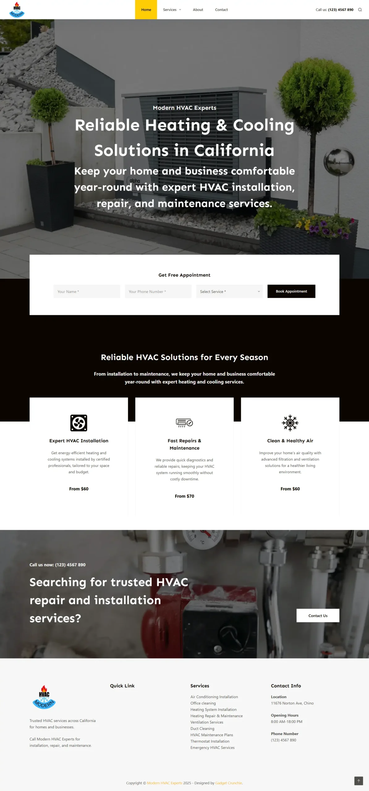Portfolio | Websites by Gadget Crunchie 3 Project modernhvacexperts-california-USA